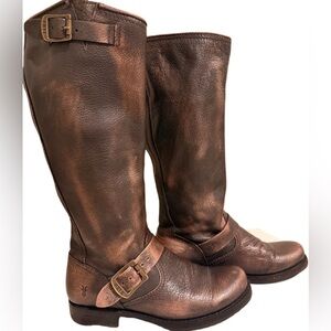 Frye Women’s Veronica Slouch Boot Size 6.5 Metallic Bronze Leather Riding Boot